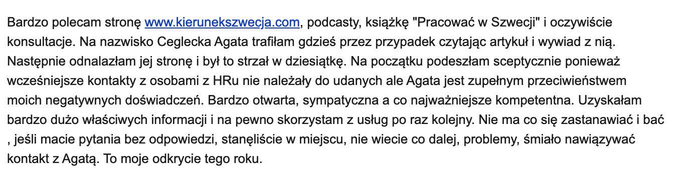 opinia o konsultacjach Kierunek Szwecja
